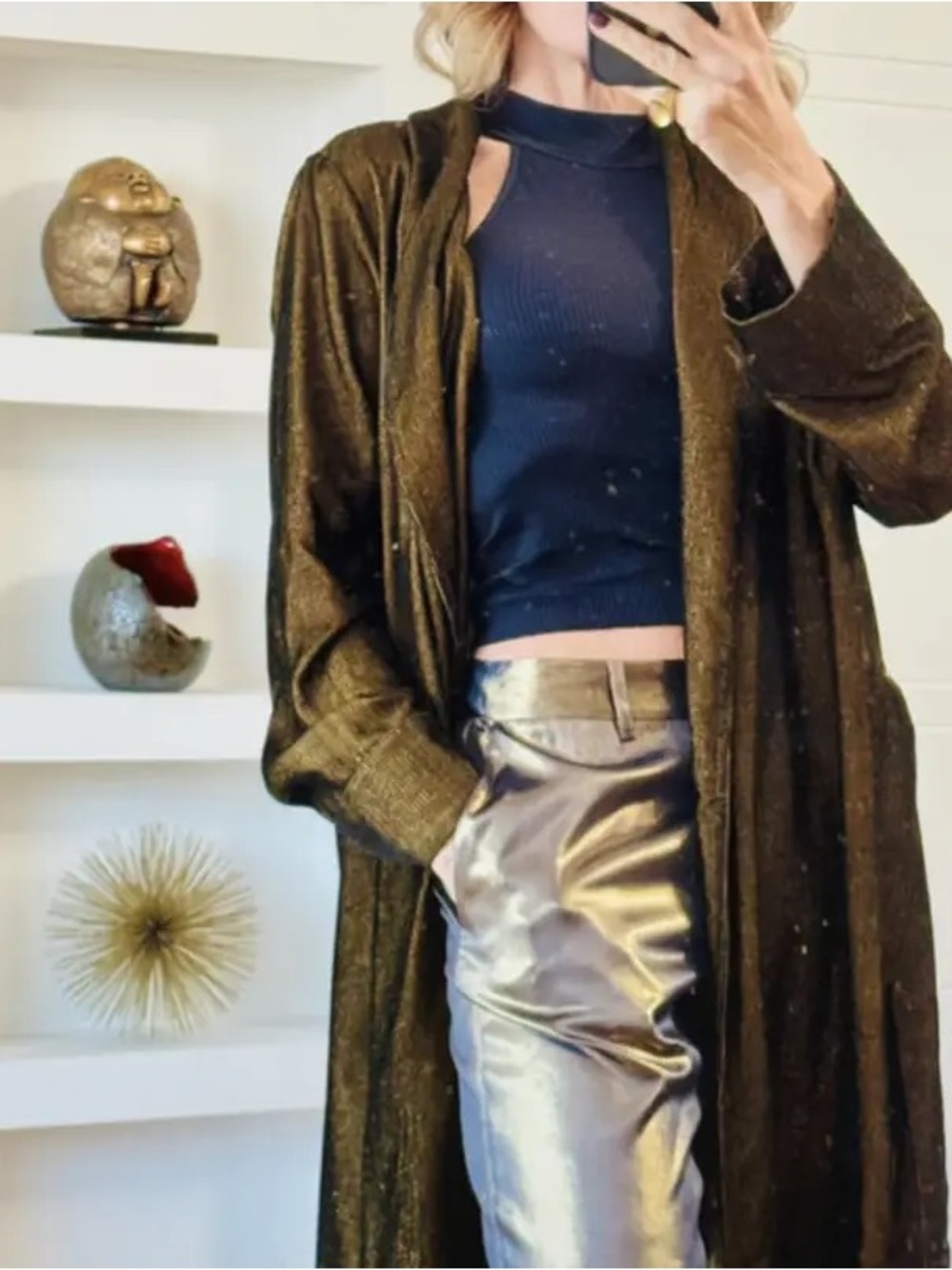 Momoni Shimmer Cardigan in Olive
